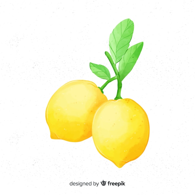 レモンと水彩のフルーツの背景 無料のベクター