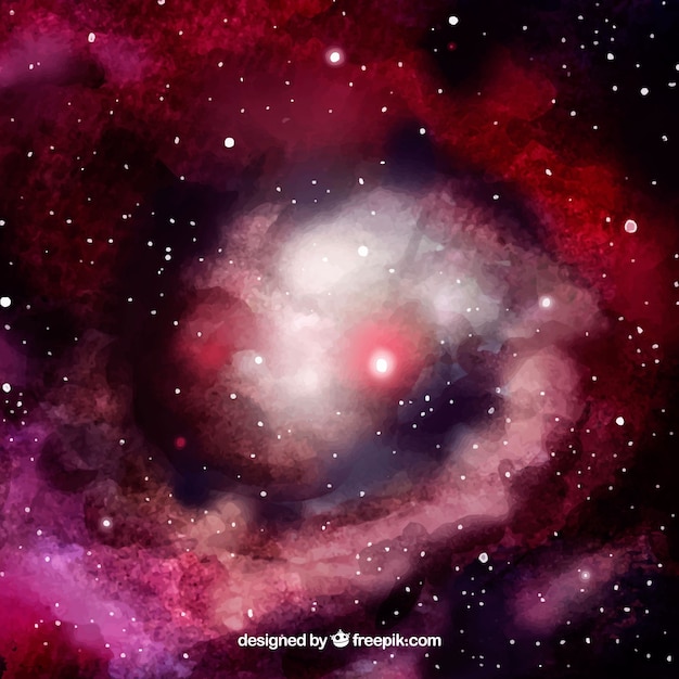 Watercolor galaxy background with reddish tones