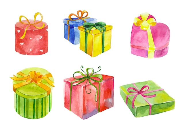 Premium Vector Watercolor Gift Boxes