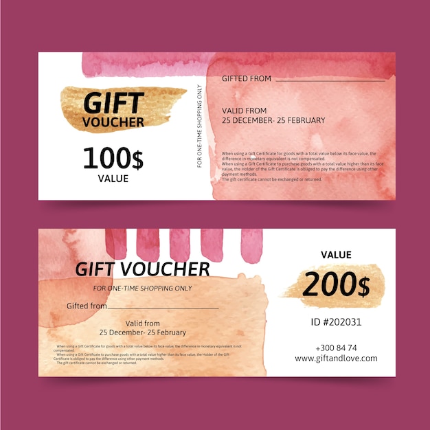 Premium Vector | Watercolor gift voucher template