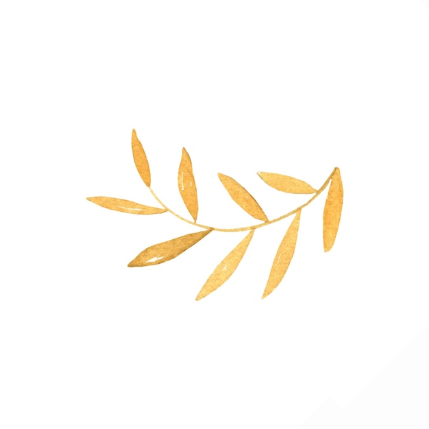 Premium Vector | Watercolor golden branch with leaves