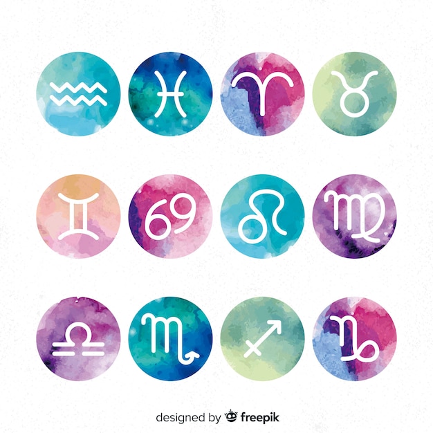 Watercolor gradient zodiac sign collection | Free Vector