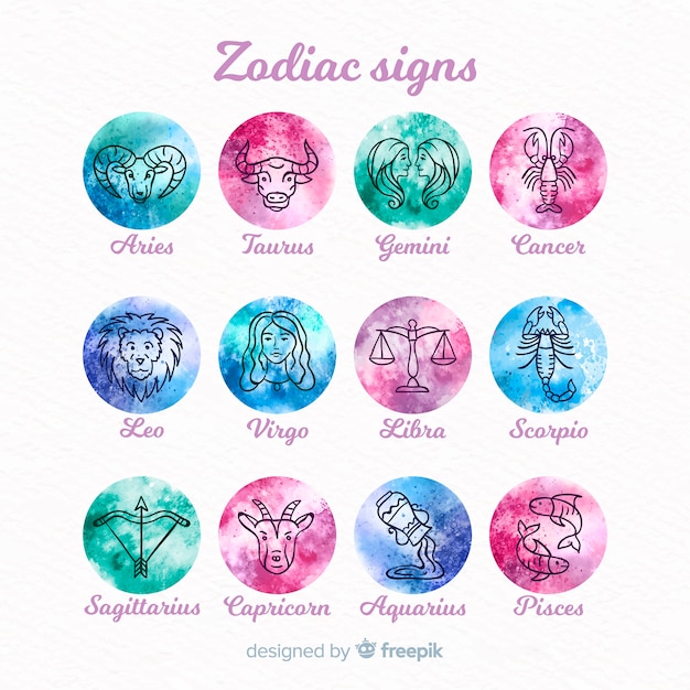 Premium Vector | Watercolor gradient zodiac sign collection