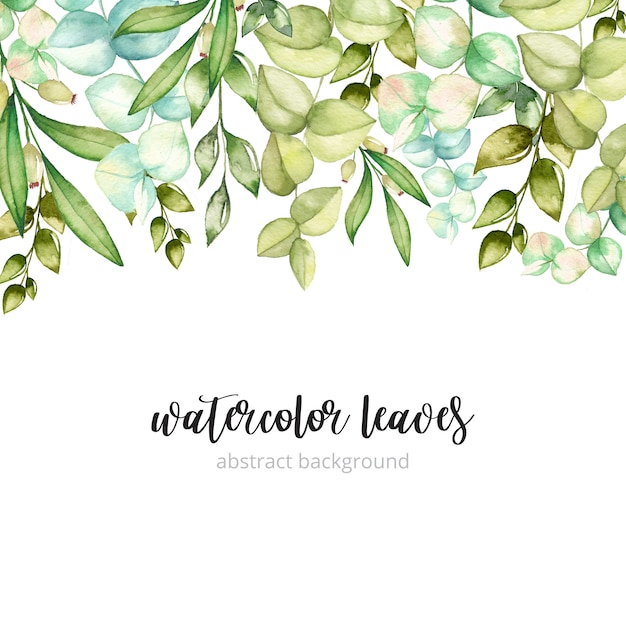 Download Watercolor green leaves background | Premium Vector