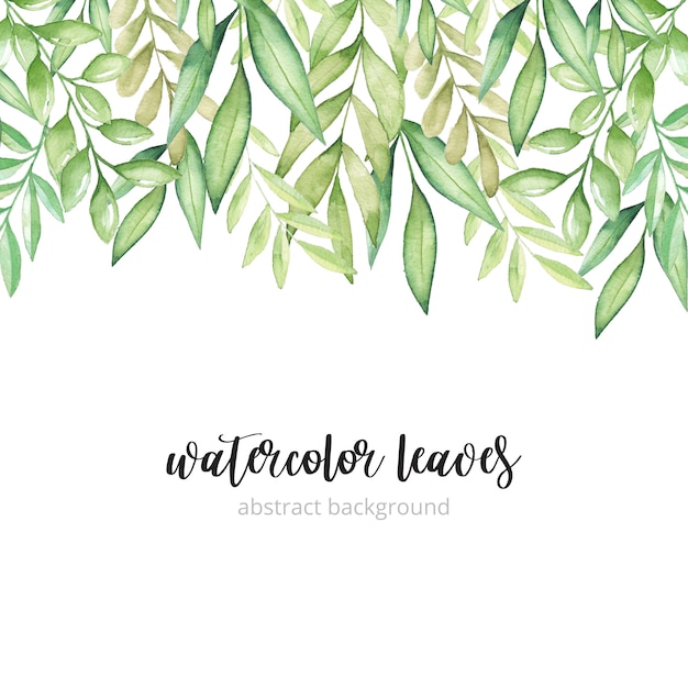 Watercolor green leaves background | Premium Vector