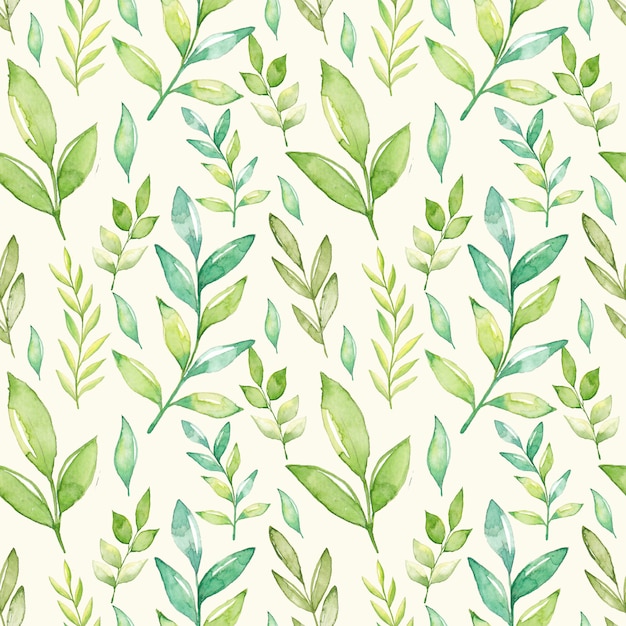 Premium Vector Watercolor Green Leaves Seamless Pattern