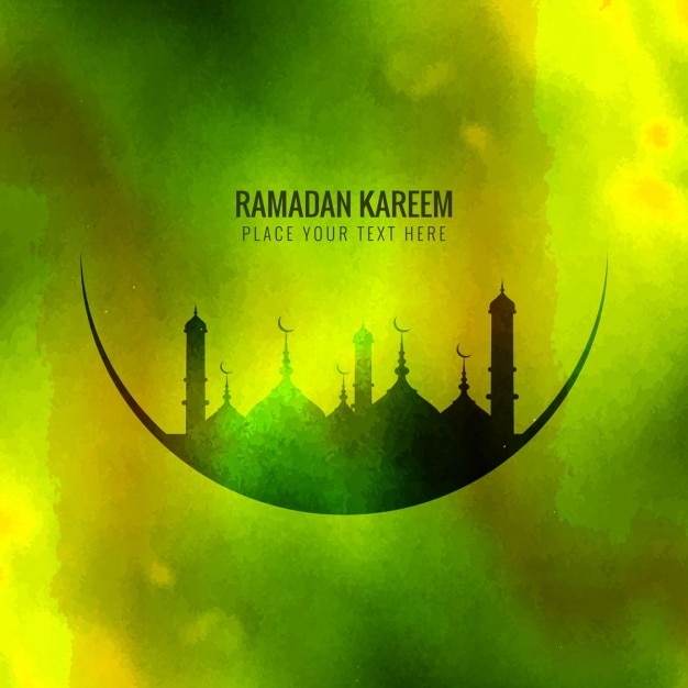 Free Vector Watercolor Green Ramadan Kareem Background