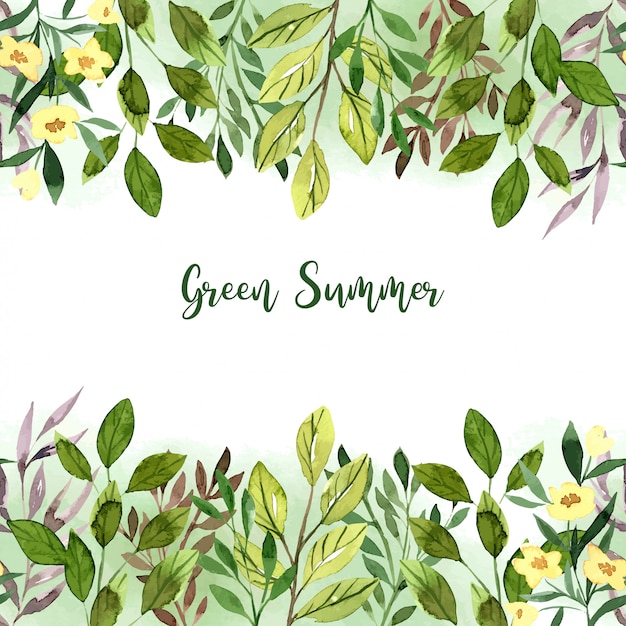 Download Watercolor greenery seamless borders, hand drawn vector ...