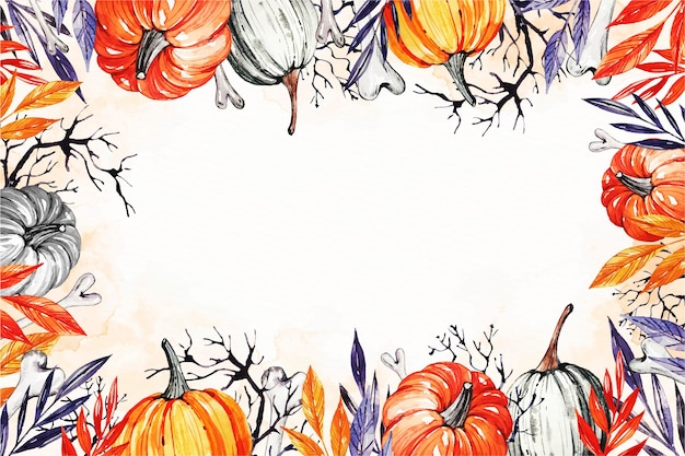Free Vector Watercolor Halloween Background With Pumpkins