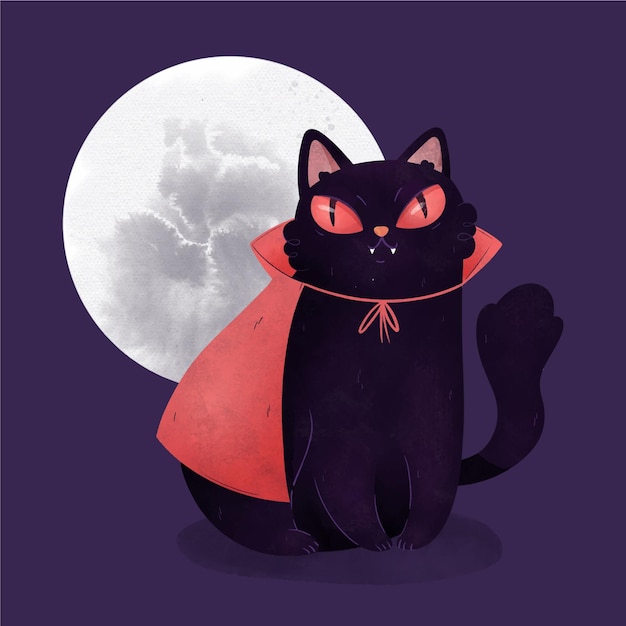 Free Vector Watercolor Halloween Cat