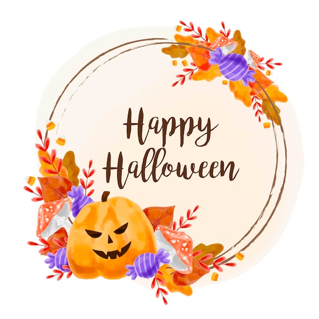 Download Free Vector | Watercolor halloween frame with leaves and ...