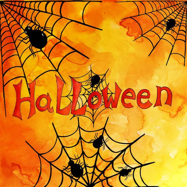 Download Watercolor halloween pattern background | Premium Vector