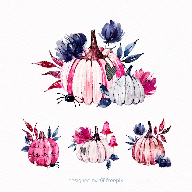 Download Watercolor halloween pumpkin collection Vector | Free Download