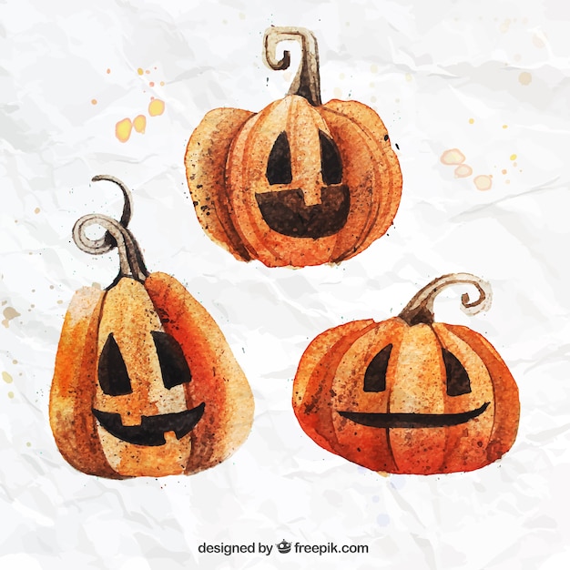Download Free Vector | Watercolor halloween pumpkins