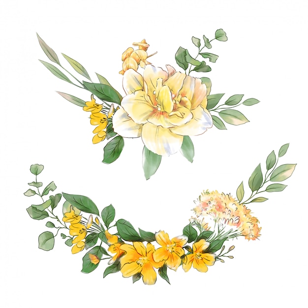 Premium Vector Watercolor hand drawing wreath of spring delicate flowers