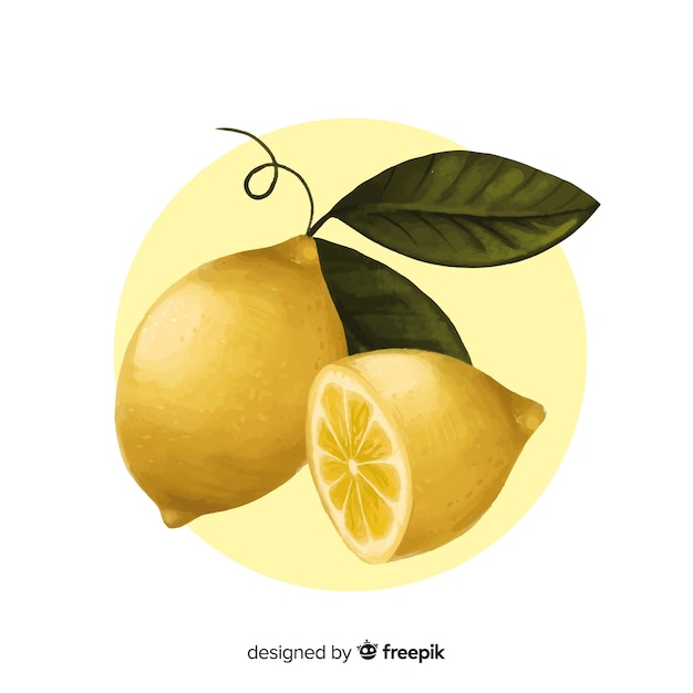 水彩の手描きのレモンの背景 無料のベクター
