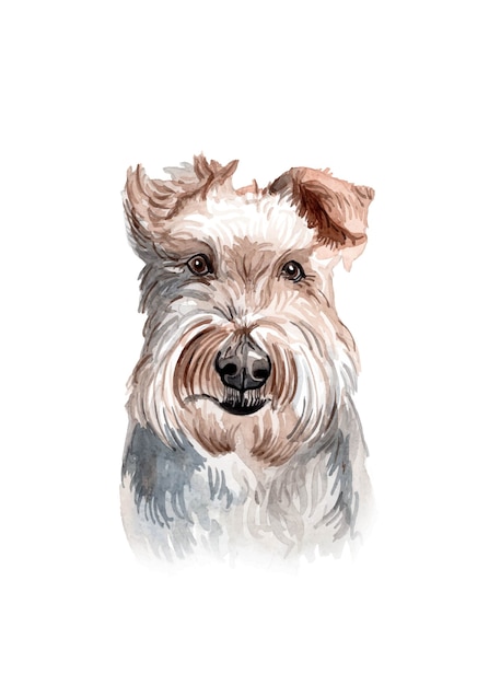水彩の手描きのかわいい犬のイラスト プレミアムベクター