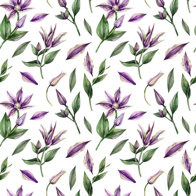 Premium Vector Watercolor Hand Painted Seamless Pattern With Purple