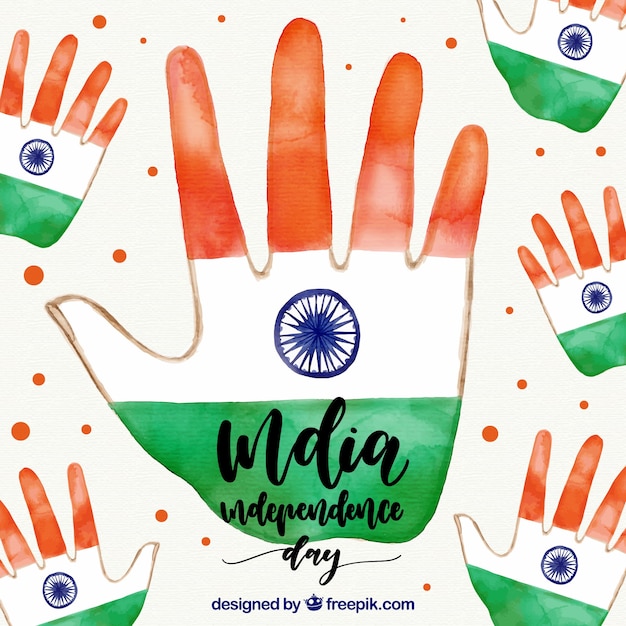 Watercolor hands of india independence