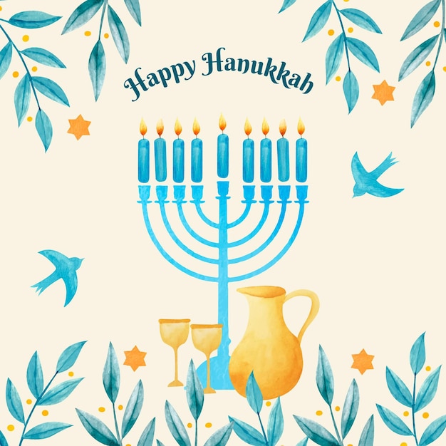 Free Vector | Watercolor hanukkah concept