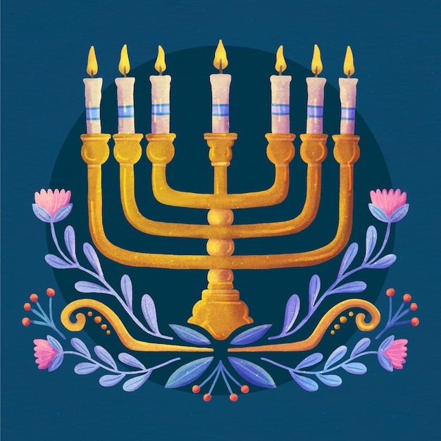 Premium Vector | Watercolor hanukkah illustration