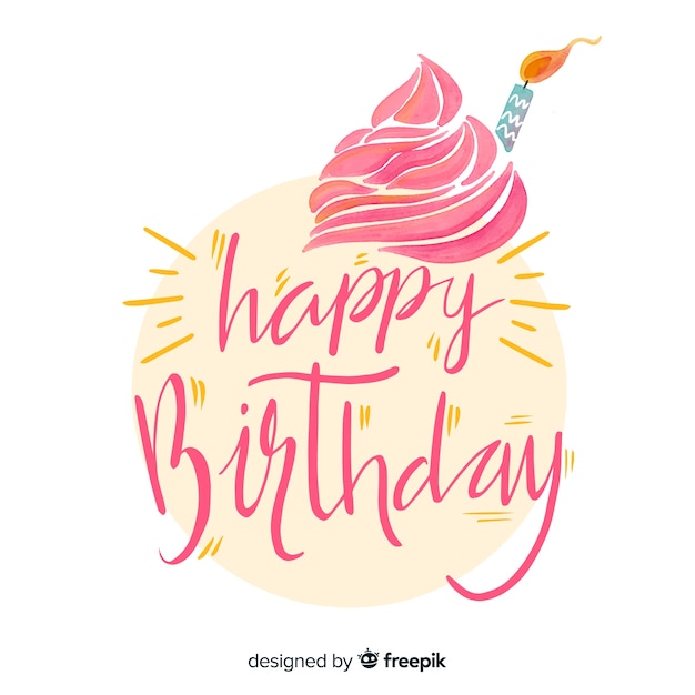 Download Watercolor happy birthday lettering background Vector ...
