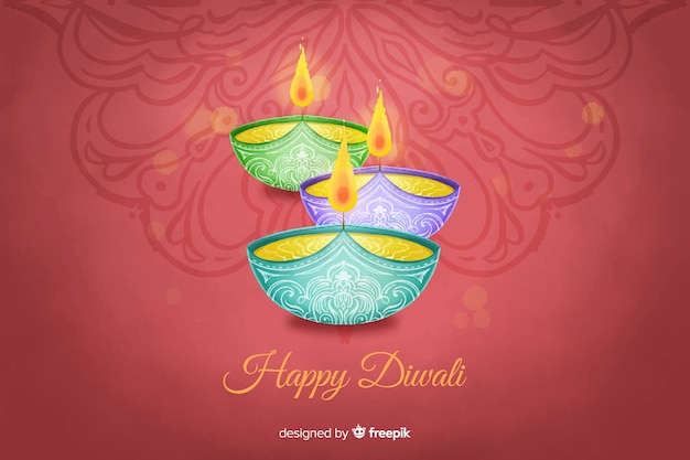 Free Vector | Watercolor happy diwali background