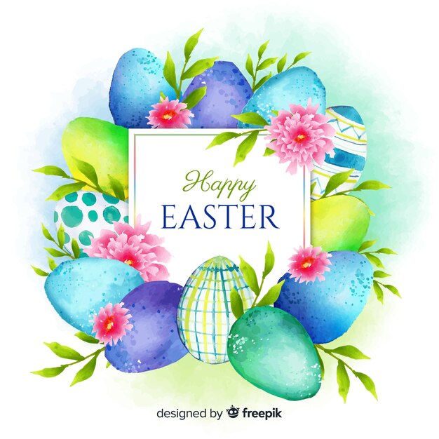 Free Vector | Watercolor happy easter day background