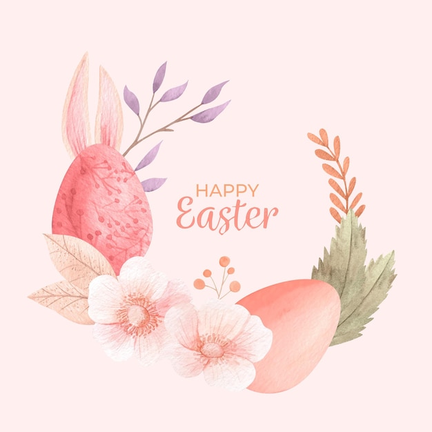 Watercolor happy easter illustration Free Vector