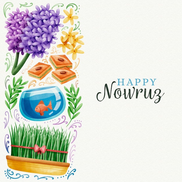 Premium Vector Watercolor happy nowruz day design