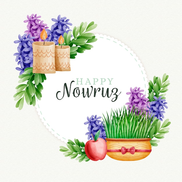 Watercolor happy nowruz day Free Vector