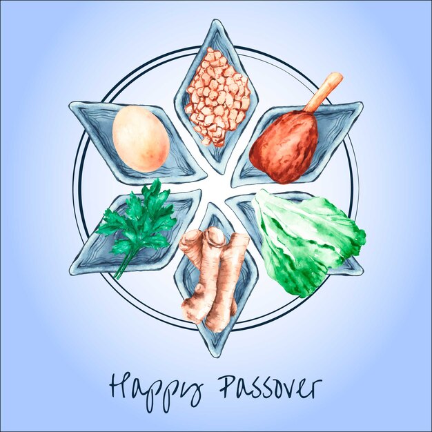 Watercolor Happy Passover Free Vector 4223