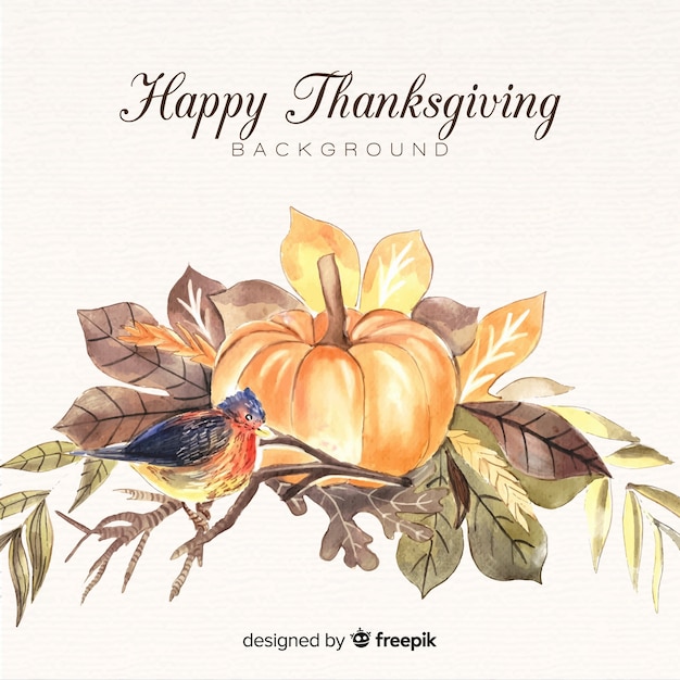 Free Vector Watercolor Happy Thanksgiving Day Background