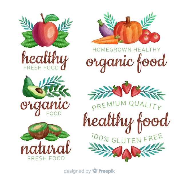 Download Free Watercolor Healthy Food Logo Set Free Vector Use our free logo maker to create a logo and build your brand. Put your logo on business cards, promotional products, or your website for brand visibility.