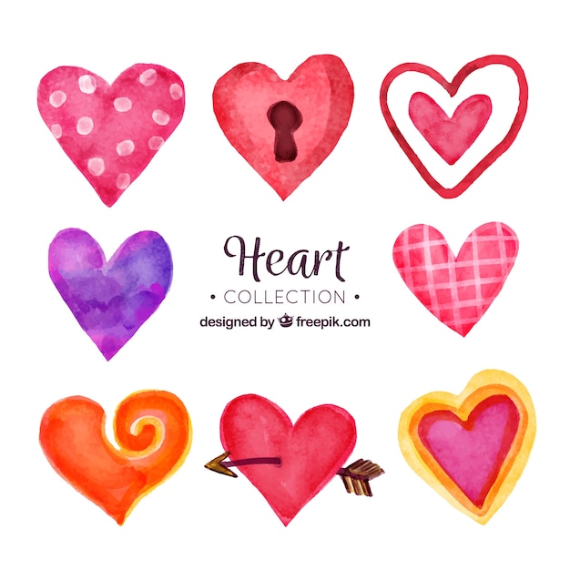 Download Free Vector | Watercolor heart collection