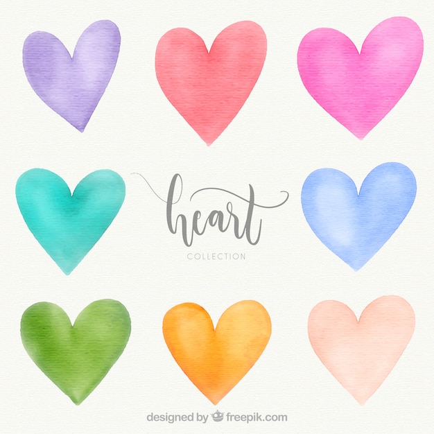 Download Free Vector | Watercolor heart collection