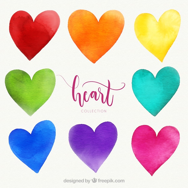 Download Watercolor heart collection | Free Vector