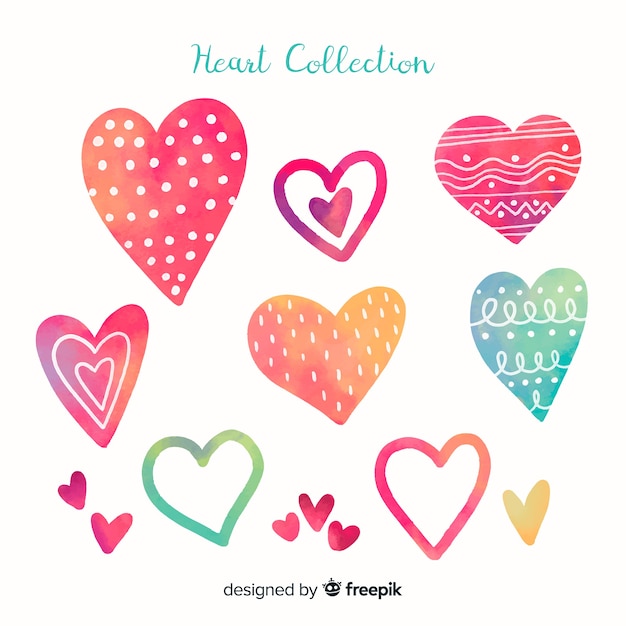 Download Watercolor heart collection | Free Vector