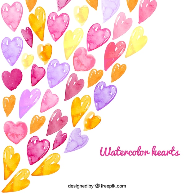 Download Free Vector | Watercolor hearts background