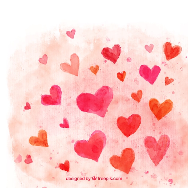 Watercolor hearts background Vector | Free Download