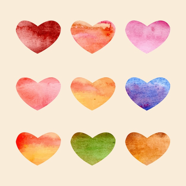 Download Watercolor hearts collection Vector | Premium Download