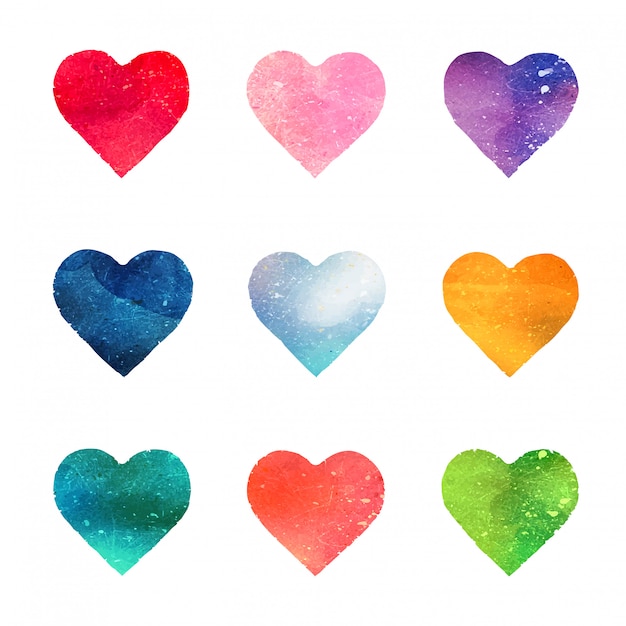 Download Watercolor hearts collection | Premium Vector