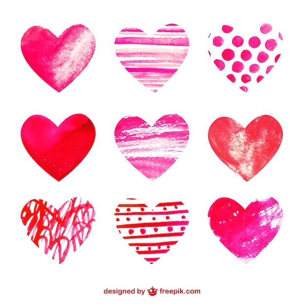 Download Watercolor hearts collection | Free Vector