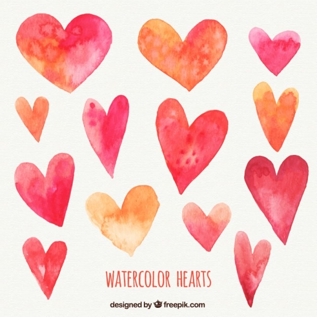 Download Free Vector | Watercolor hearts pack