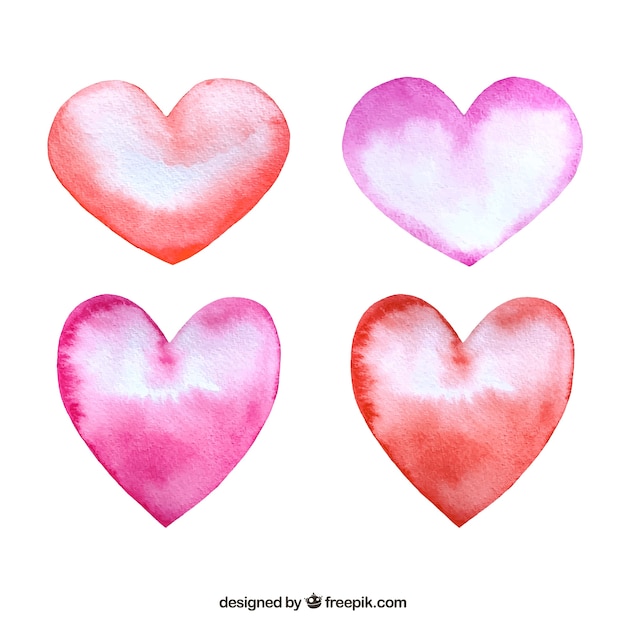 Download Watercolor hearts Vector | Premium Download