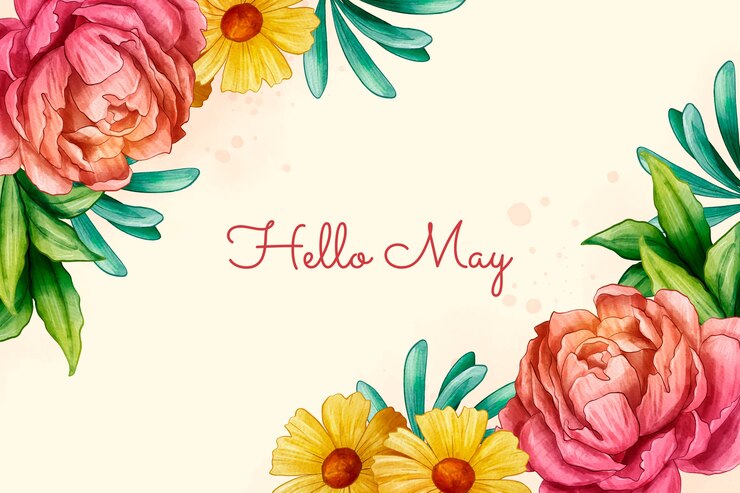 Free Vector | Watercolor hello may banner and background