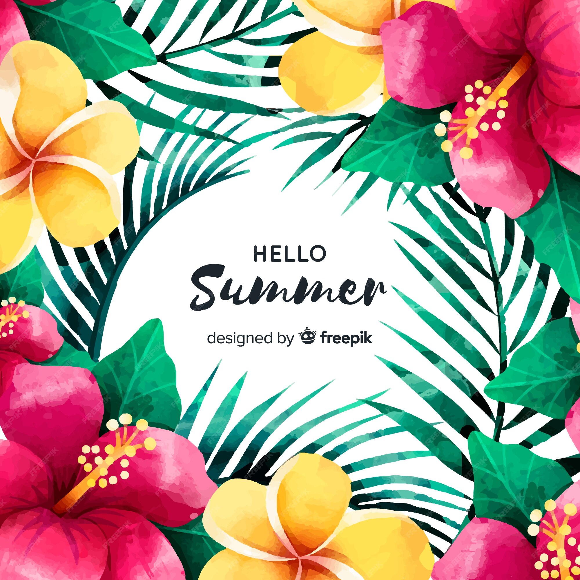 Free Vector | Watercolor hello summer background