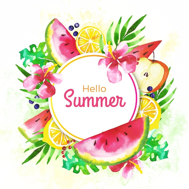 Download Watercolor hello summer | Free Vector