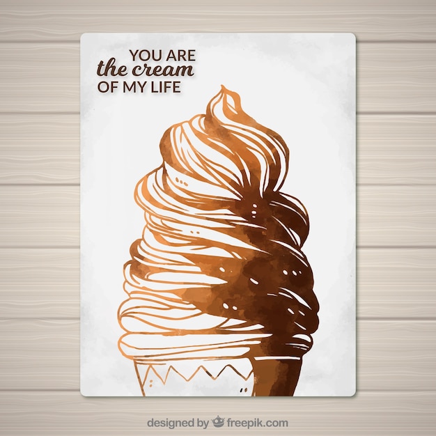 Watercolor ice cream card