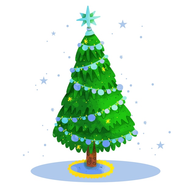 Download Watercolor illustration christmas tree Vector | Free Download